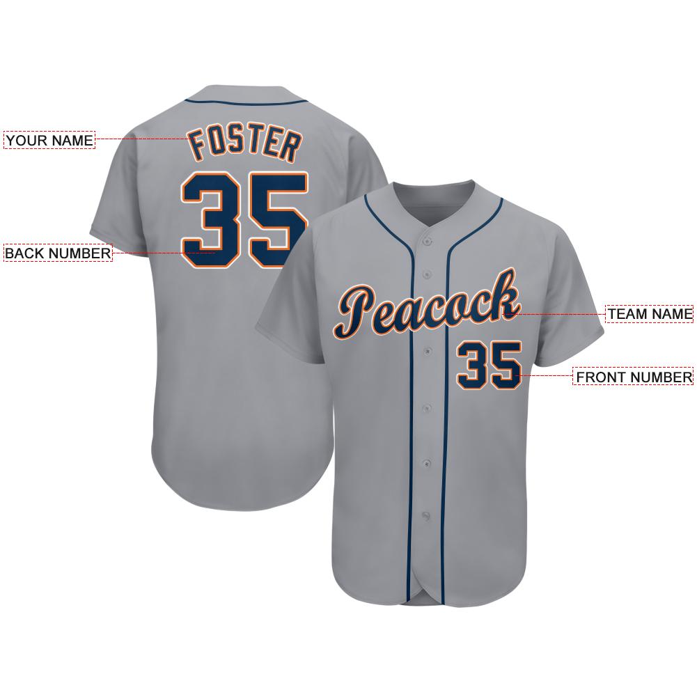 Camisa de beisebol personalizada cinza marinho e laranja