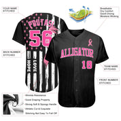 Personnalisé 3D Drapeau Américain Avec Ruban Rose Sensibilisation Au Cancer Du Sein Mois Femmes Soins de Santé Soutien Authentique Baseball Jersey