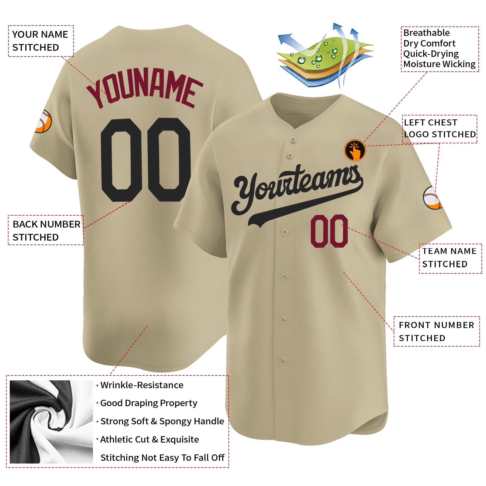 Custom Men's Youth Arizona Gold Limited Player Authentic Baseball Jersey