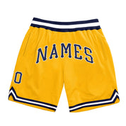 Shorts de basquete autênticos, dourados, brancos e marinhos, personalizados