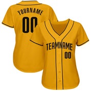 Camisa de beisebol autêntica preta dourada personalizada
