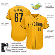 Camisa de beisebol autêntica preta dourada personalizada