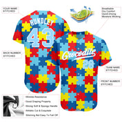 Personnalisé Autisme Sensibilisation Puzzle Pièces Lumière Bleu-Blanc 3D Authentique Baseball Jersey