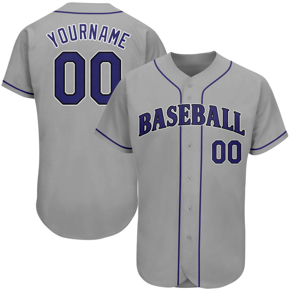 Maillot de baseball authentique personnalisé gris violet-noir