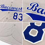 Maßgeschneidertes authentisches Baseball-Trikot in Grau, Marineblau und Weiß