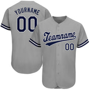 Camisa de beisebol autêntica cinza marinho e branca personalizada