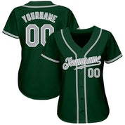 Camisa de beisebol autêntica verde cinza-branca personalizada