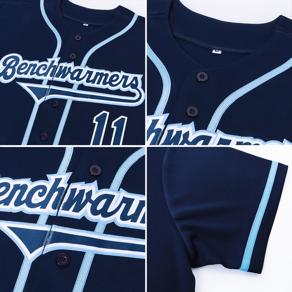 Camisa de beisebol autêntica azul marinho personalizada