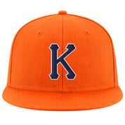 Chapéu snapback ajustável com costura laranja marinho e branco personalizado