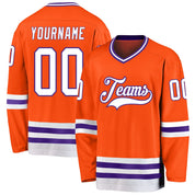 Maillot de hockey personnalisé orange blanc-violet