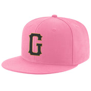 Benutzerdefinierte rosa schwarz-altgold genähte verstellbare Snapback-Mütze