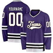 Maillot de hockey personnalisé violet blanc-noir