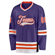 Maillot de hockey personnalisé violet orange-blanc