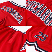 Maßgeschneiderte authentische Throwback-Basketballshorts in Rot, Marineblau und Weiß