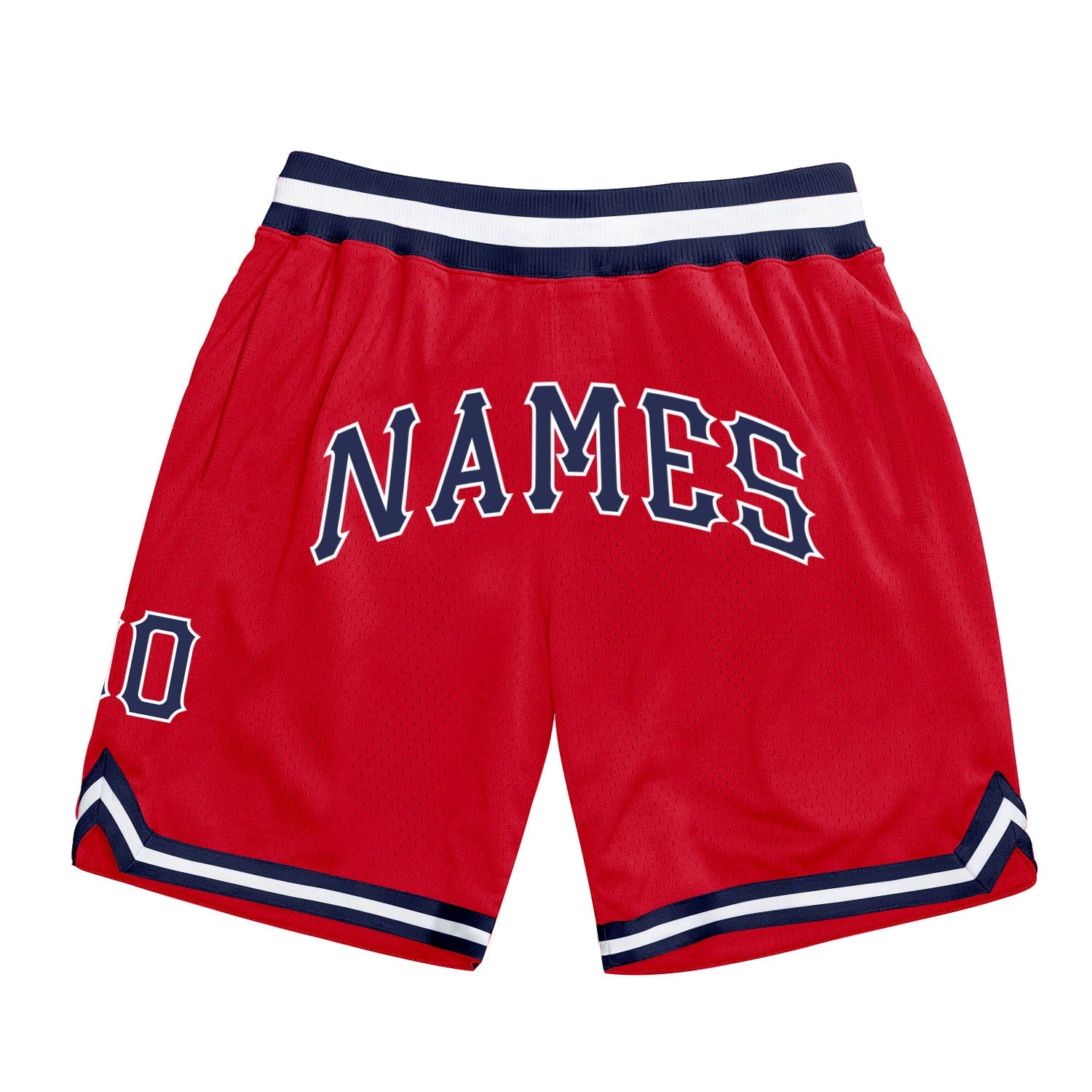 Custom rouge marine-blanc authentique Throwback Basketball Shorts