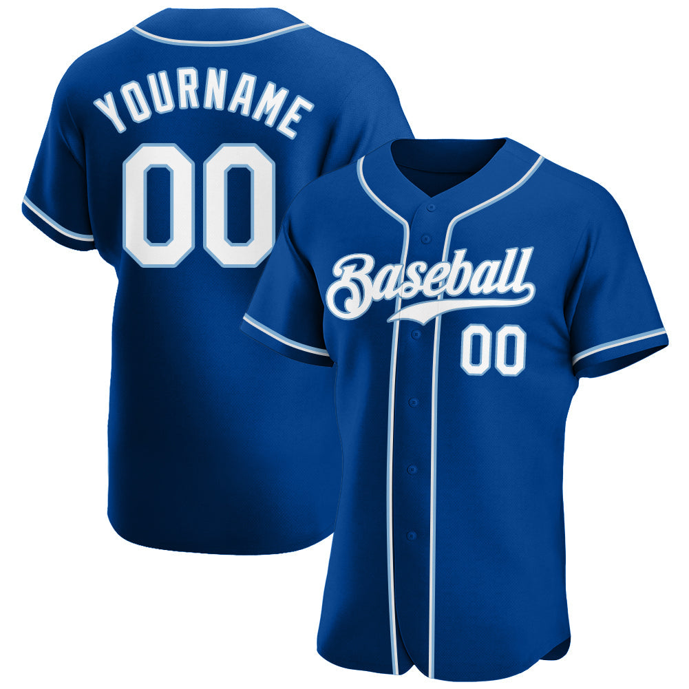 Camisa de beisebol autêntica personalizada Royal White-Light Blue