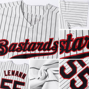 Camisa de beisebol autêntica preta e vermelha com riscas pretas brancas personalizadas