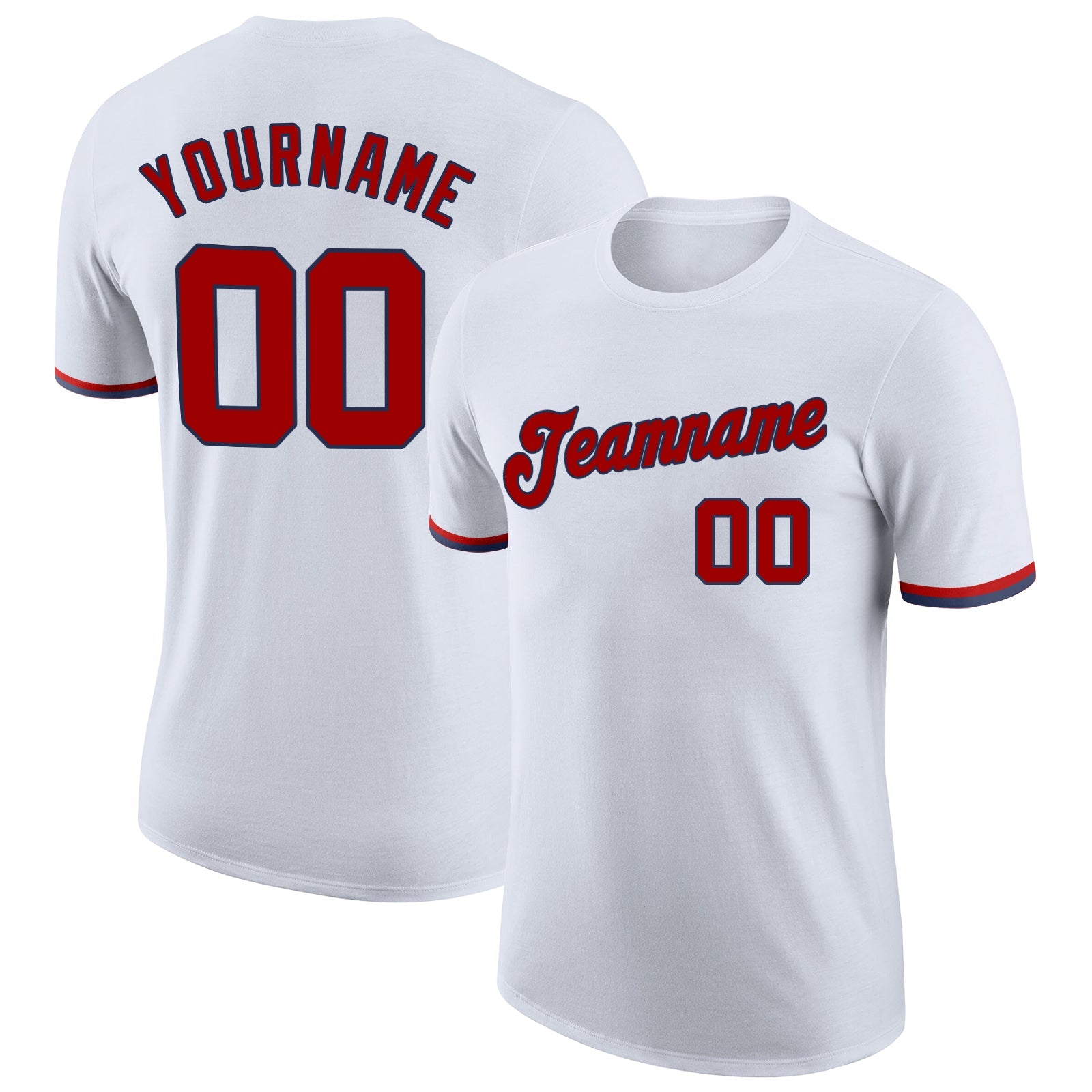 Maßgeschneidertes Performance-T-Shirt in Weiß, Rot und Marineblau