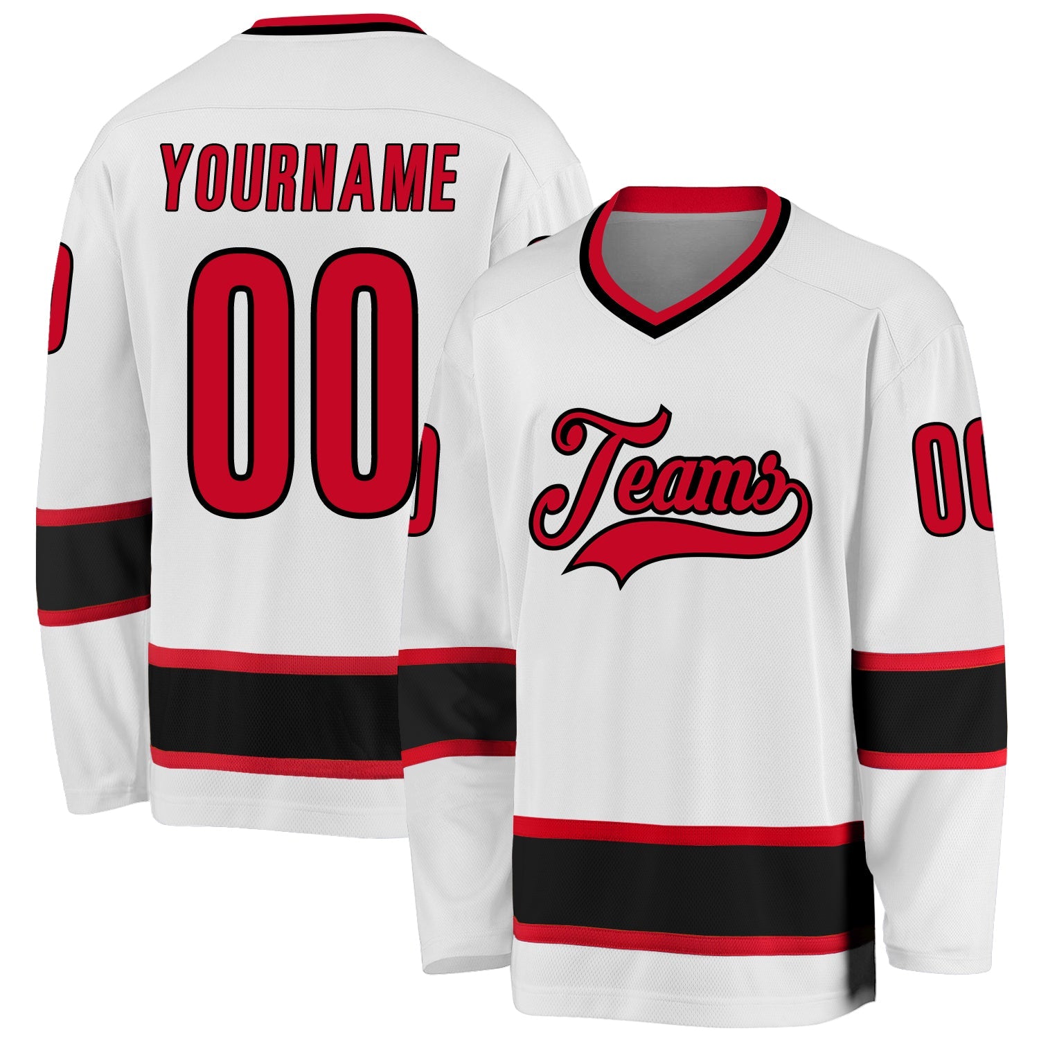 Jersey de hockey rojo-negro blanco personalizado