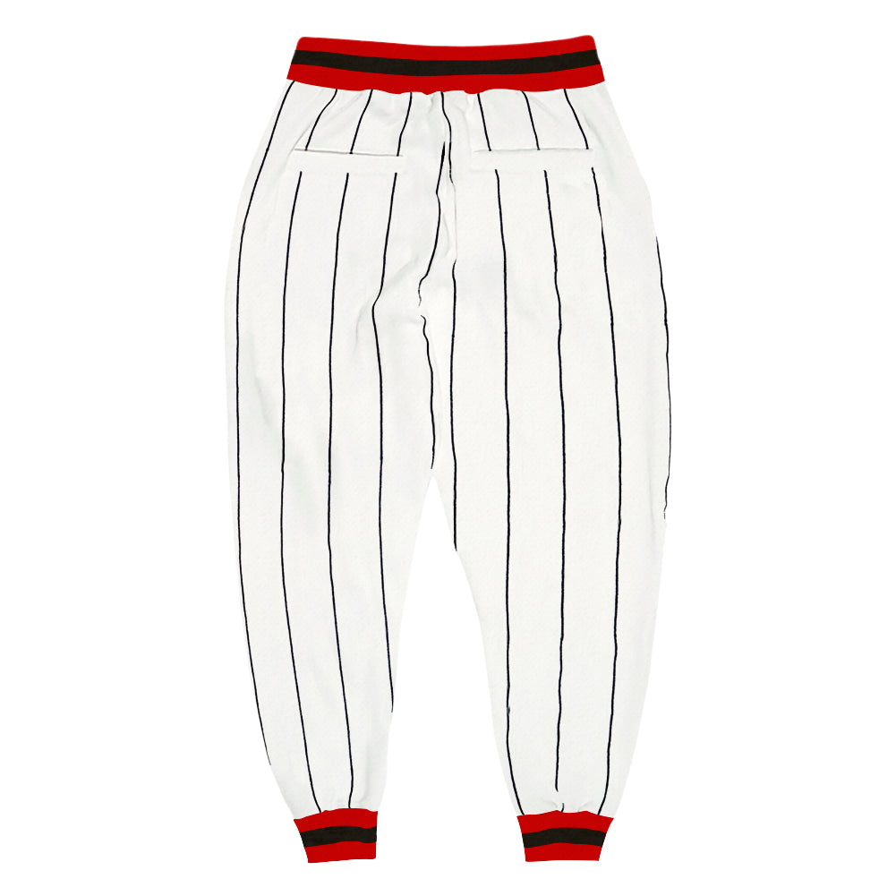 Calça esportiva branca preta listrada vermelha-preta personalizada