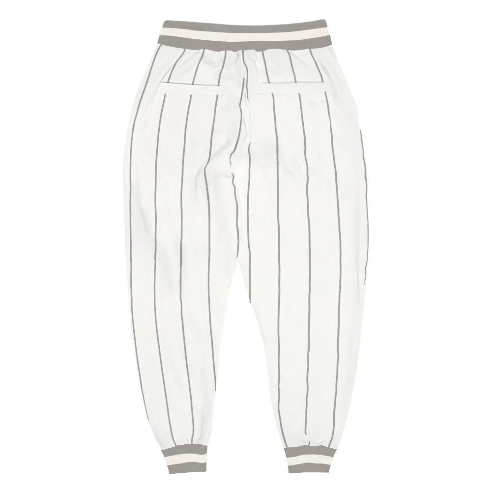 Pantalon de sport gris-blanc à rayures blanches blanches personnalisées