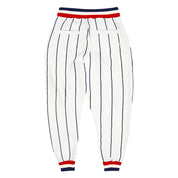 Custom White Navy Pinstripe Navy-Red Sports Pantalones