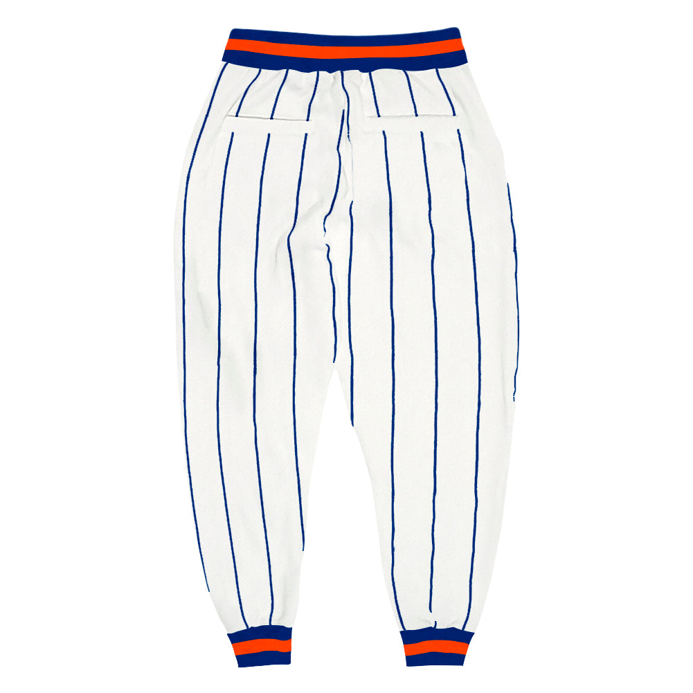 Pantalon de sport Royal-Orange à rayures royales blanches personnalisées