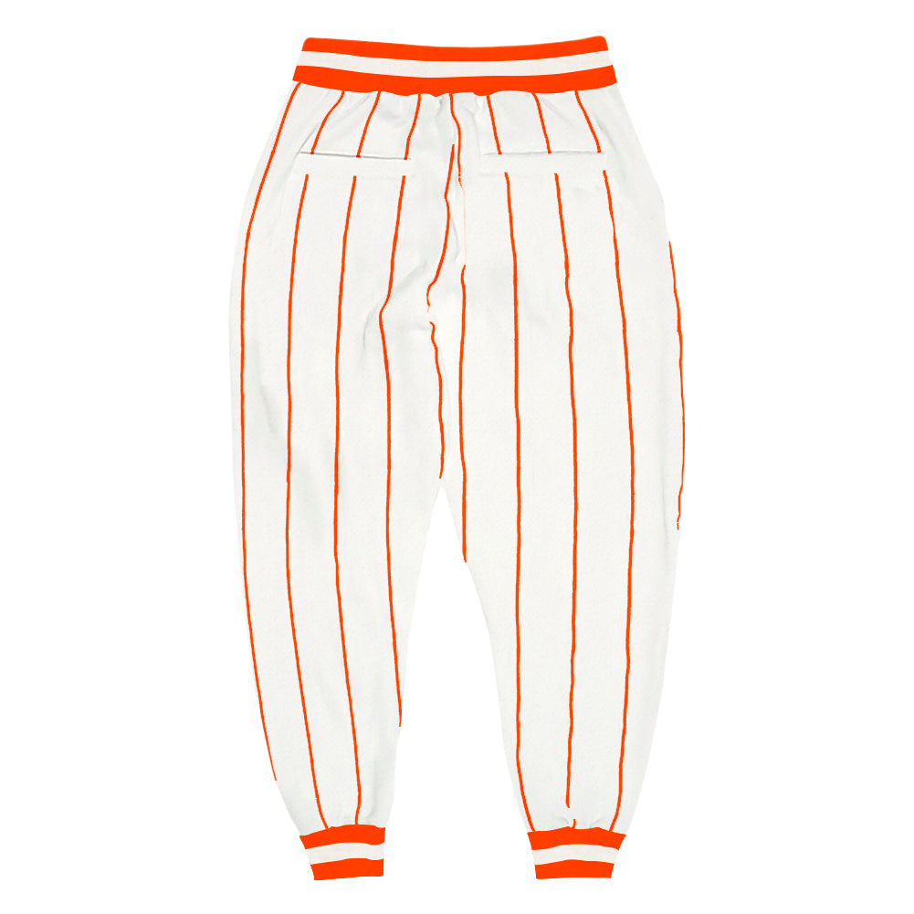 Custom White Orange Pinstripe Orange-White Sports Pantalones