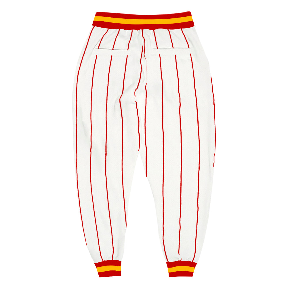 Pantalon de sport rouge-or rayé rouge blanc personnalisé