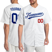 Maßgeschneidertes authentisches Baseball-Trikot in Weiß und Royal-Rot
