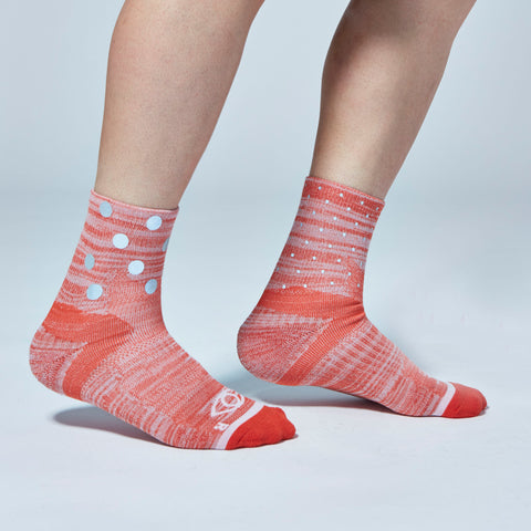Mix Dot Reflective Quarter Ankle Socks (Red Heather)
