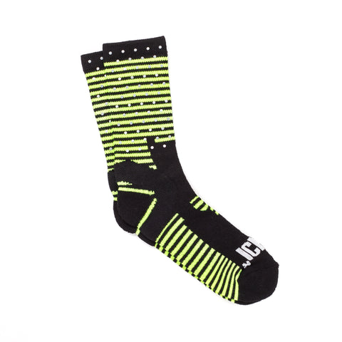 Mini Stripe Reflective Half Calf Sock (Yellow)