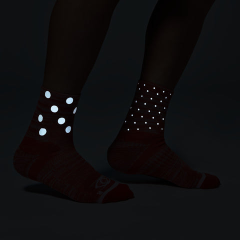 Mix Dot Reflective Quarter Ankle Socks (Red Heather)